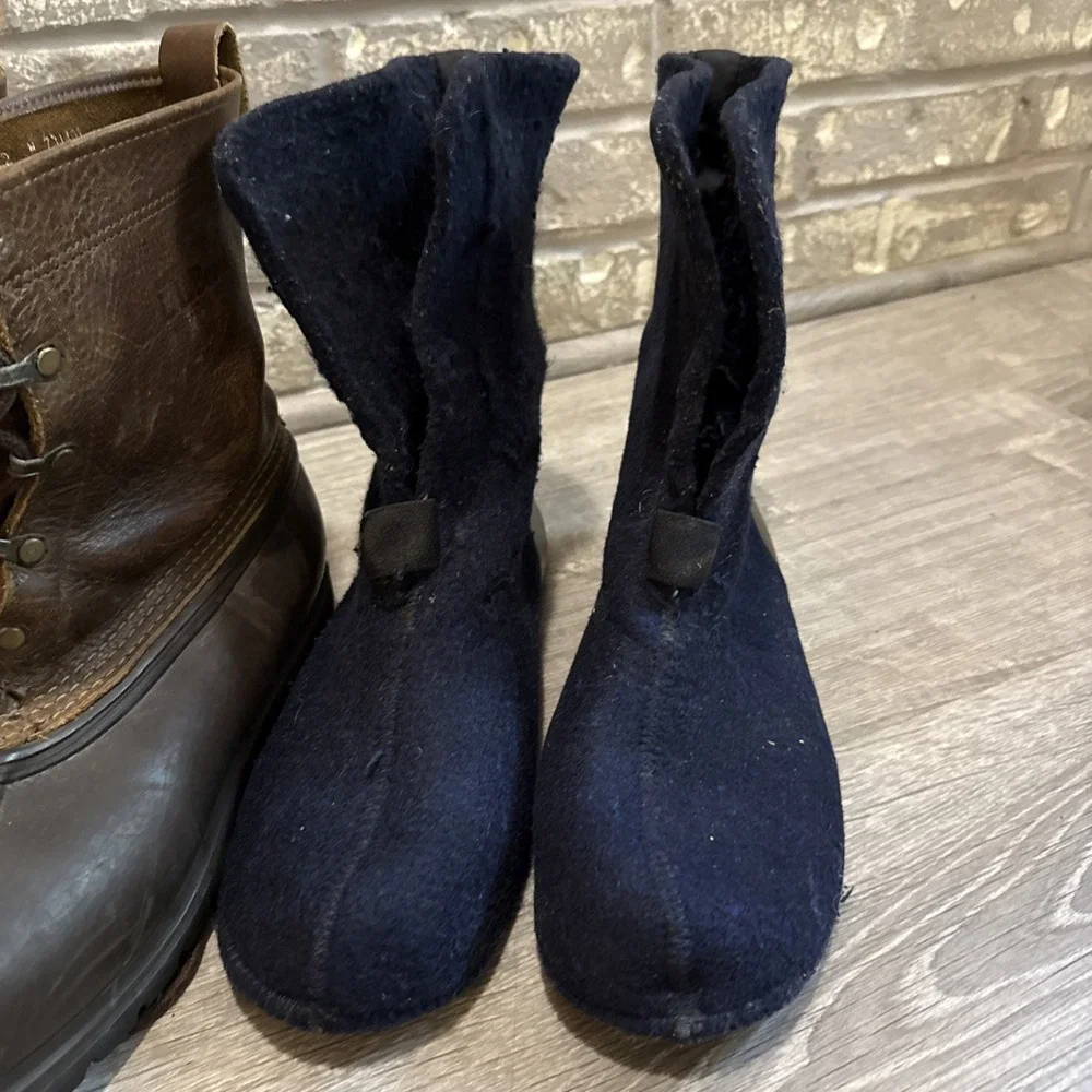 Vintage LL Bean Men's Brown Leather Waterproof Insulated Duck Boots Size 12